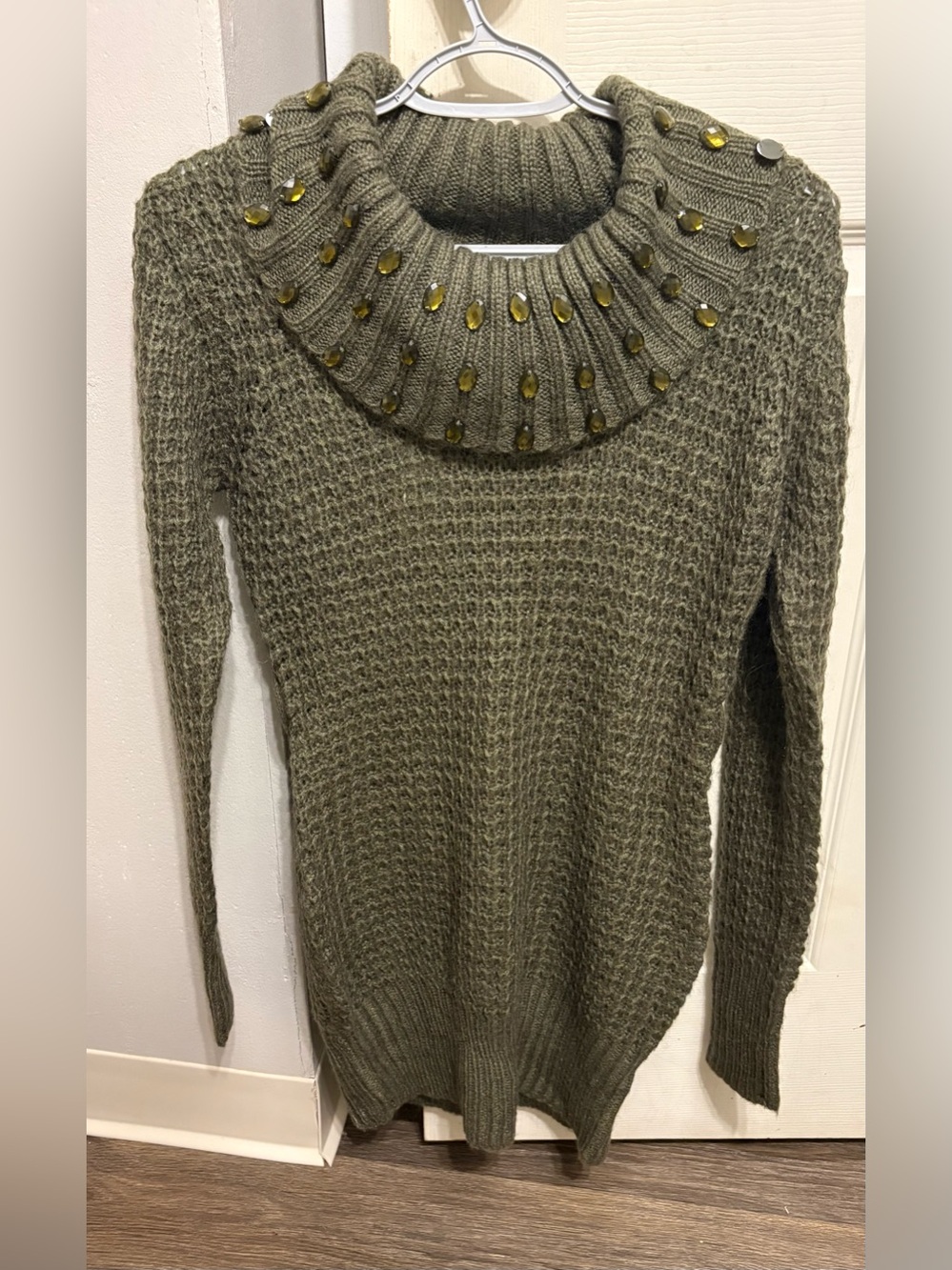 Romeo and Juliet Couture Olive Green Waffle Knit Tunic Dress Size S
